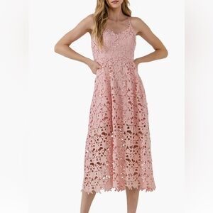 ASTR The Label womans Lace Midi Dress Pale Pink blush Size M